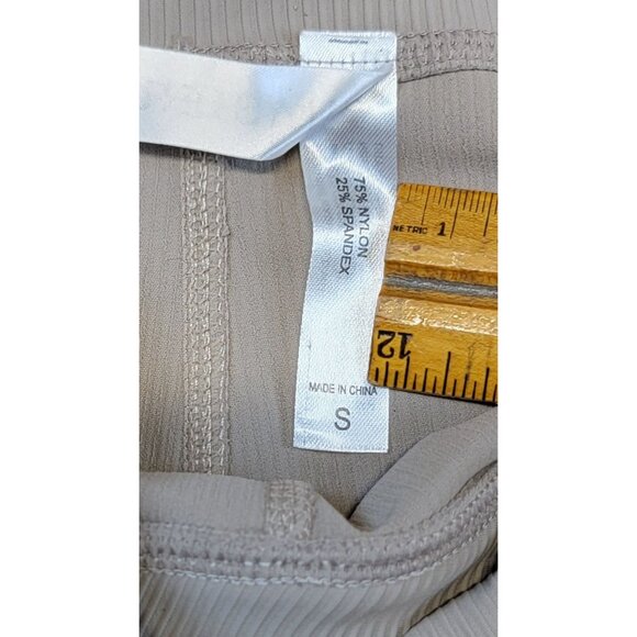 Kimberly C Shorts Ribbed High-Waisted Bike Tan/Taupe Womens S New - Picture 5 of 6